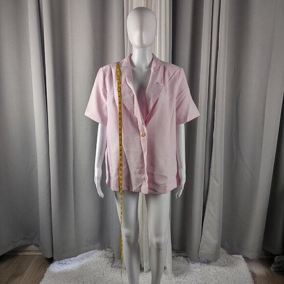 Fashion Bug Women's Pink One Button Short Sleeve, Blouse Shirt Plus Size 16W - Picture 5 of 12